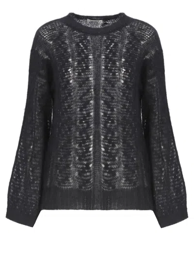 Kangra Cashmere Alpaca Blend Sweater In Black