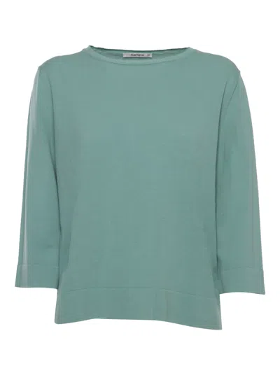 Kangra Cashmere Aqua Green Cotton Jumper In Metallic