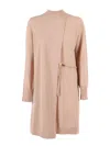 Kangra Cashmere Asymmetric Dress With Lace-up In Pink