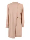 Kangra Cashmere Asymmetric Tie Mini Dress In Neutral