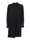 Kangra Cashmere Asymmetrical Wrap Dress With Side Tie Closure And Modern Hemline In Black