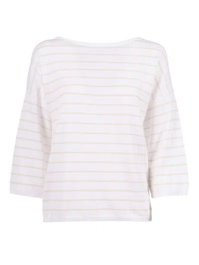 Kangra Cashmere Barchetta Rigata Bicolore Man.gomito In White
