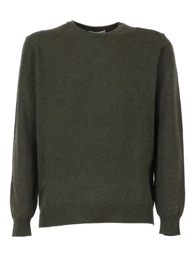 KANGRA CASHMERE BASIC CREW NECK SWEATER WITH ALCANTARA PATCHES