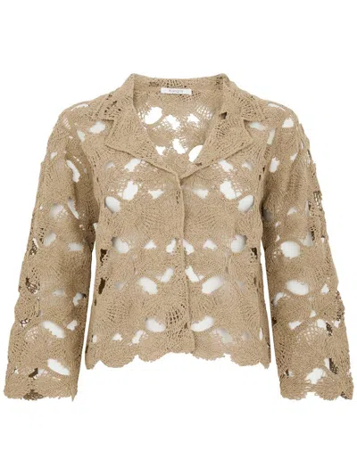 Kangra Cashmere Beige Cotton Blend Cardigan