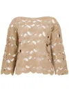 Kangra Cashmere Kangra Open-knit Beige Jacket With Scalloped Edges In Beige