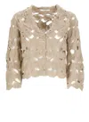 Kangra Cashmere Kangra Crochet-detail Beige Jacket With Scalloped Hem