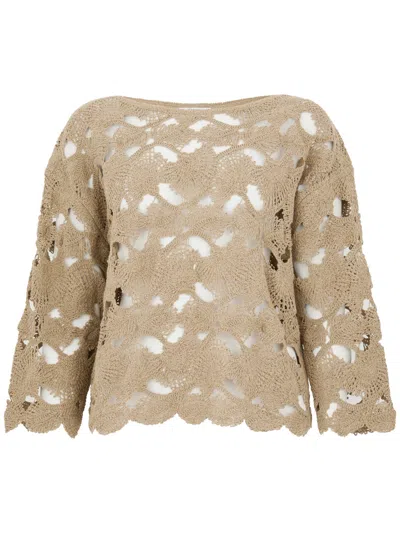 KANGRA CASHMERE BEIGE LACE SWEATER