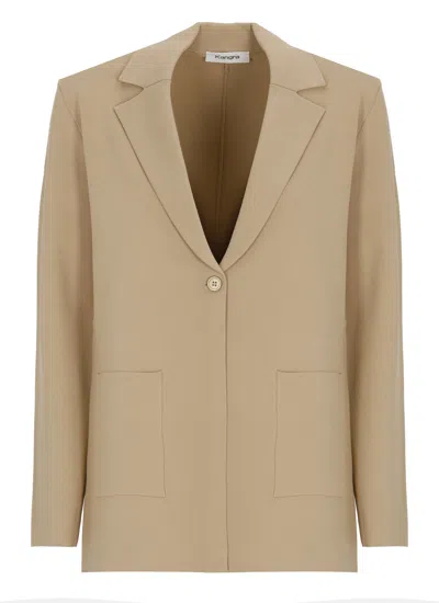 Kangra Cashmere Beige Viscose Single Breasted Blazer In Brown