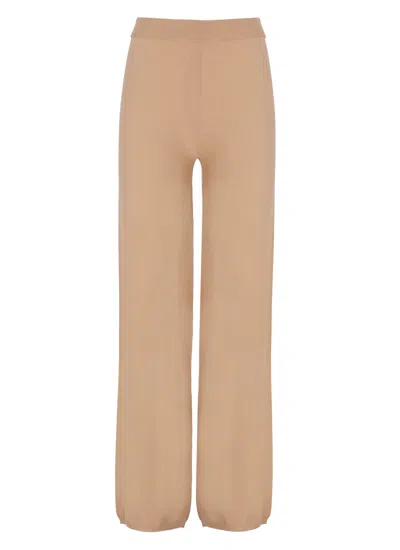 Kangra Cashmere Beige Viscose Straight-leg Pants In Multi