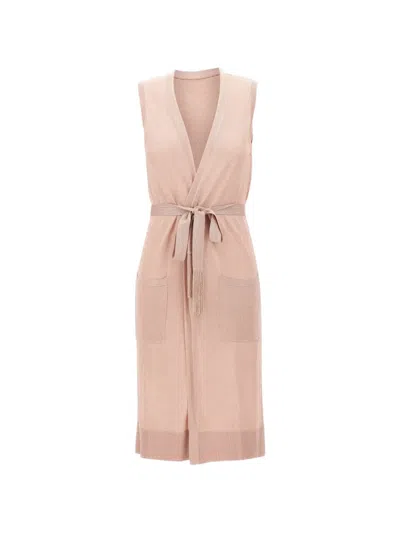 Kangra Cashmere Belted Lurex-knit Coat In Neutral