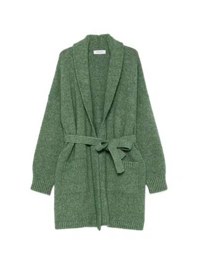 Kangra Cashmere Belted Shawl-collar Cardigan In Green