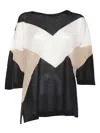 Kangra Cashmere Black Sweater With Geometric Pattern In Black