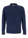 Kangra Cashmere Blue Crewneck Sweater In Wool Man In Blue