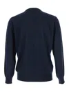 Kangra Cashmere Blue Crewneck Sweater With Ribbed Trims In Wool Man In Blue