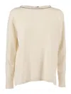 Kangra Cashmere Boat Neck Sweater With Trimmings Insert In Neutral