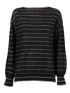 Kangra Cashmere Boat Neck Sweater With Fringed Details In Black