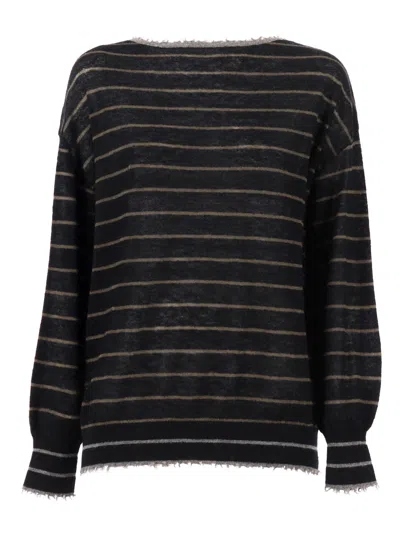 KANGRA CASHMERE BOAT NECK SWEATER WITH FRINGED DETAILS