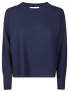 Kangra Cashmere Boxy Crew Neck Sweater Crafted From Wool In Blue