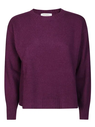 Kangra Cashmere Boxy-fit Crew Neck Sweater In Purple