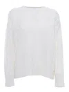 Kangra Cashmere Braided Crewneck Sweater In White