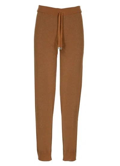 Kangra Cashmere Brown Cotton Lurex Straight-leg Pants