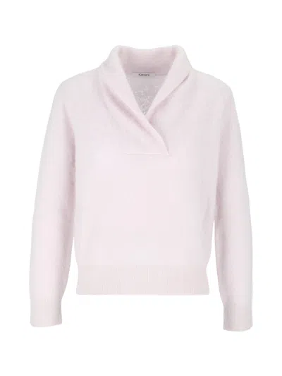 Kangra Cashmere Brushed Cashmere Sha Wl Collar Top In Pink