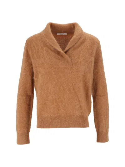 Kangra Cashmere Brushed-effect Shawl-collar Sweater In Brown