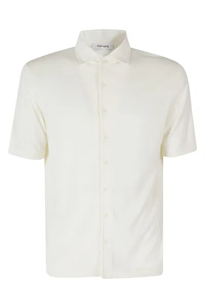 Kangra Cashmere Butter Short Sleeve Cotton Sweater Polo Shirt In White