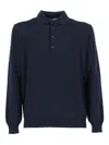 Kangra Cashmere Button Placket Long-sleeve Wool Polo Shirt In Blue