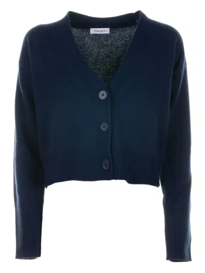 Kangra Cashmere Button V-neck Cardigan In Blue