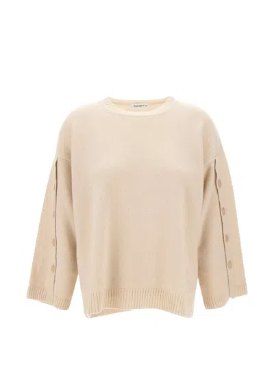 Kangra Cashmere Button-detail Crew-neck Sweater In Neutral