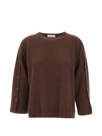 Kangra Cashmere Button-detail Crew-neck Sweater In Brown