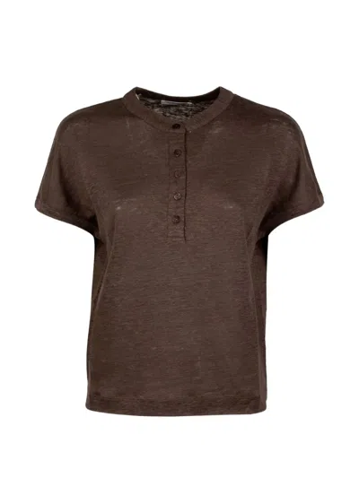 Kangra Cashmere Buttoned T-shirt In Brown