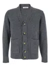 Kangra Cashmere Cardigan Bottoni Con Tasche F. 5gg In Gray
