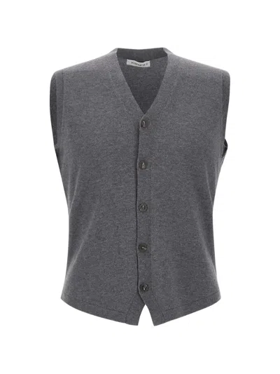 Kangra Cashmere Button-fastening Ribbed-trim Vest In Gray