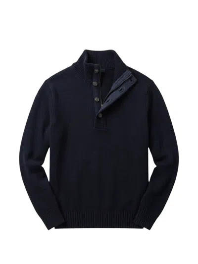 Kangra Cashmere Button-fastening Zip-up Wool Sweater In Blue