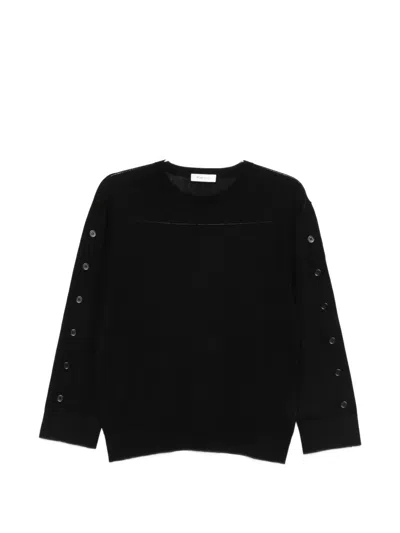 Kangra Cashmere Button-sleeve Sweater In Black