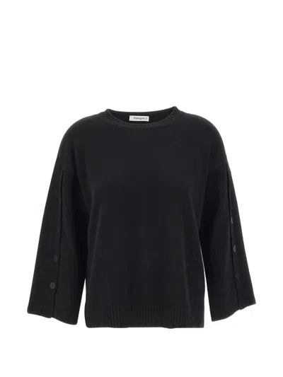 Kangra Cashmere Button-sleeve Virgin Wool Knit In Black