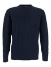 Kangra Cashmere Cable-knit Crew-neck Sweater In Blue