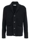 Kangra Cashmere Cardigan Bottoni Con Trecce Finezza 3gg In Black
