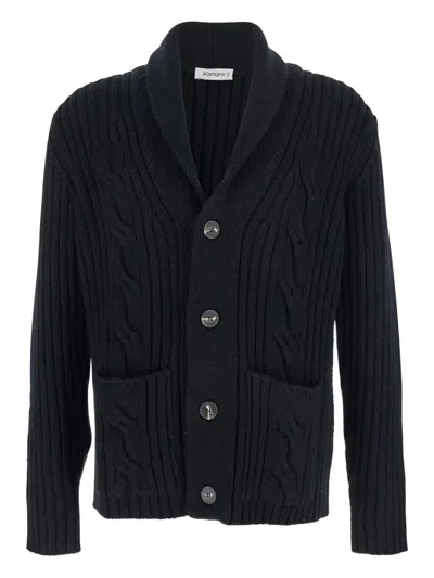 KANGRA CASHMERE CABLE-KNIT SHAWL-COLLAR CARDIGAN