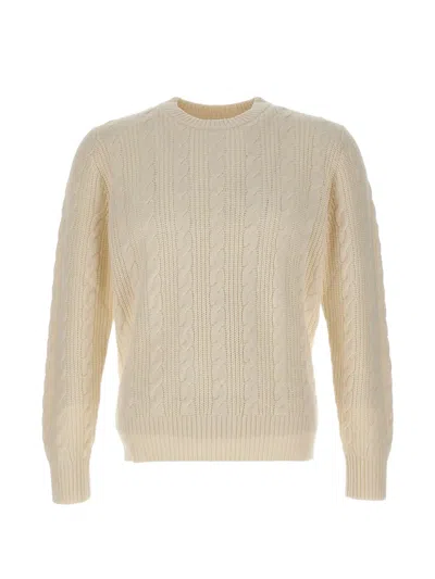 Kangra Cashmere Cable-knit Crew-neck Sweater In Neutral
