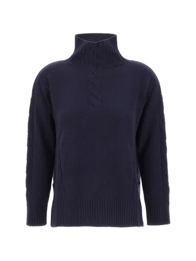 Kangra Cashmere Cable-knit High-neck Sweater In Blue