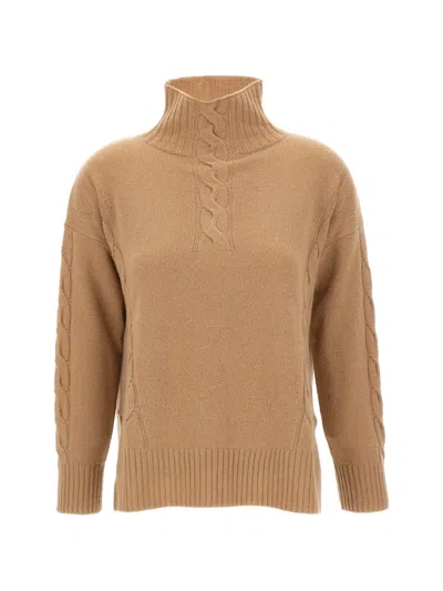 Kangra Cashmere Cable-knit High-neck Sweater In Brown