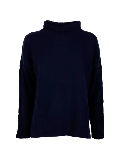 Kangra Cashmere Cable-knit Roll-neck Sweater In Blue