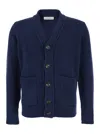 Kangra Cashmere Cardigan Bottoni Con Tasche F. 5gg In Blue