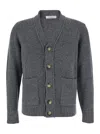 Kangra Cashmere Cardigan Bottoni Con Tasche F. 5gg In Gray