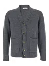 Kangra Cashmere Cardigan Bottoni Con Tasche F. 5gg In Gray