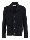 Kangra Cashmere Cardigan Bottoni Con Trecce Finezza 3gg In Black