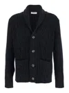 Kangra Cashmere Cardigan Bottoni Con Trecce Finezza 3gg In Black